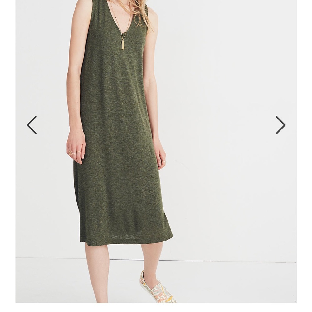 Madewell V-neck jersey tank dress in forest green